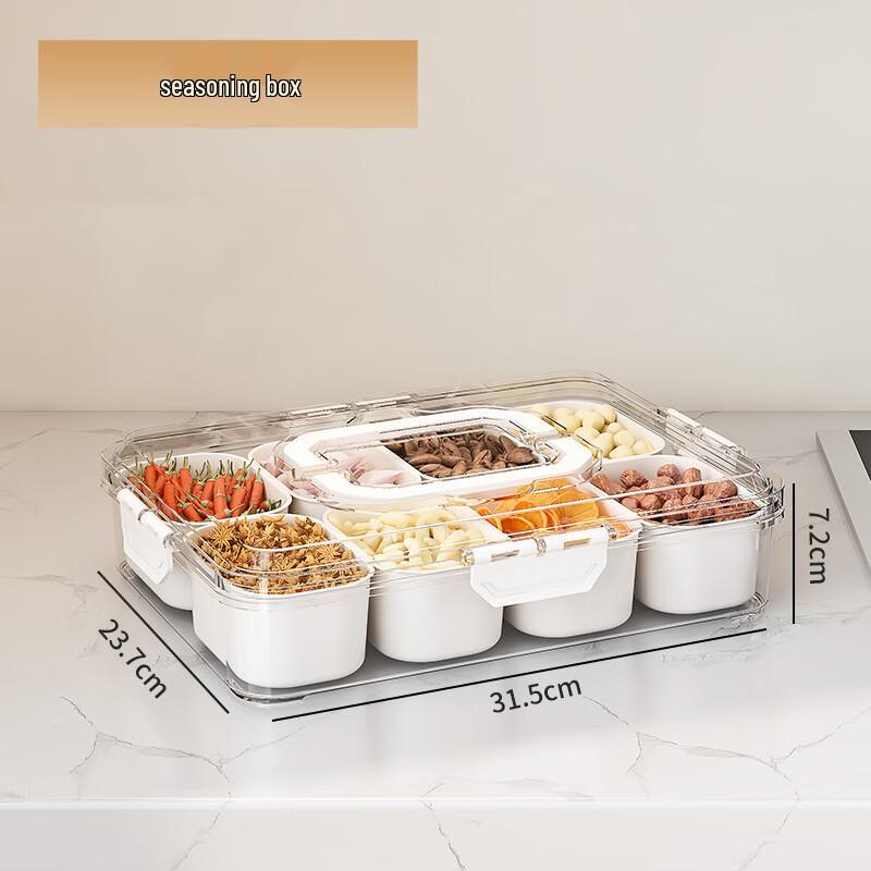 Shangqi Refrigerator Food Storage Container Set, 8-Compartment with Drain