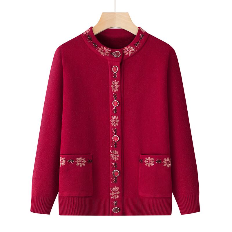 Hodo Women's Floral Knit Cardigan for Elderly