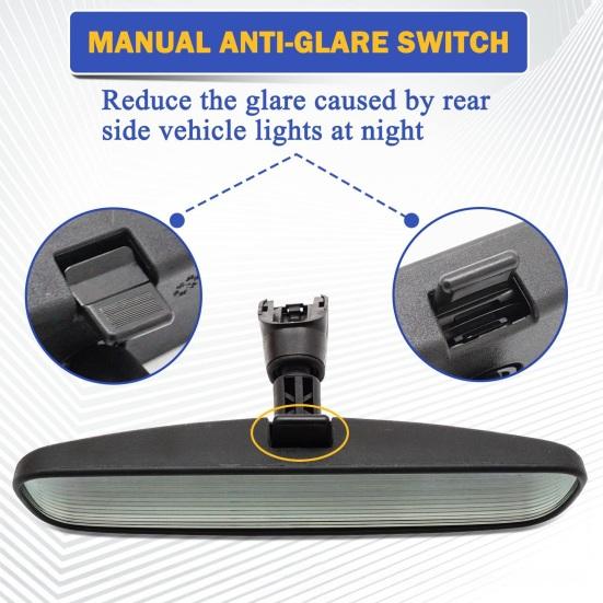 Interior Rear View Mirror Assembly for Nissan Altima Tiida Sylphy Qashqai Murano, Manual Anti-Glare Mirror, Clear Vision & Stable
