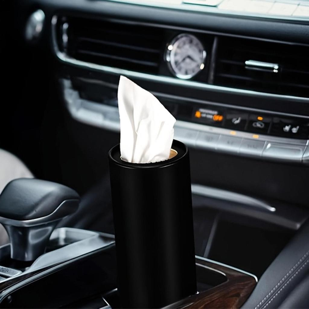 2pcs Round Tissue Boxes For Car Automotive Cup Holder Tissue Holder Cylinder Creative Napkin Bucket for Travel Driving Home