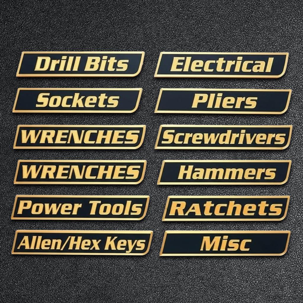 12 PCS Mini Reusable Toolbox Drawer Tags 3d Magnetic Drawers Organization Labels Badge Stickers Easy To Read Printing Steel Tool
