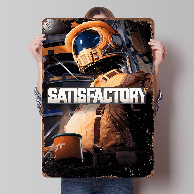 

Satisfactory Game Character Poster Customized Wall Art Vintage Metal Signs Retro Tin Plaque for Man Cave Living Room Decoration 7.9x11.8In(20x30cm)