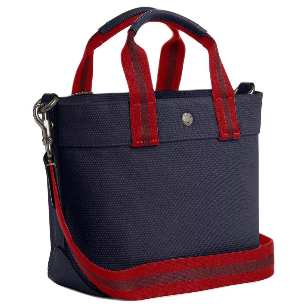 Coach 20 Letter Logo Tote Bag Canvas And Smooth Leather Handbag Small Men Tote Bags Navy-Blue Red CBK29-QBNI9