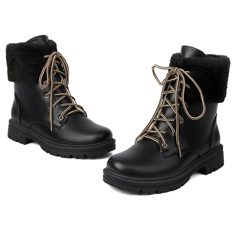 Ankle Snow Boots for Women Winter Shoes 2024 Black White Motorcycle Boot Low Heels Footwear Shoes Ladies Waterproof Large Size
