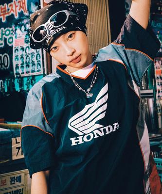 PHYPS MOTORCYCLE Speed Track Nylon T-Shirt Navy