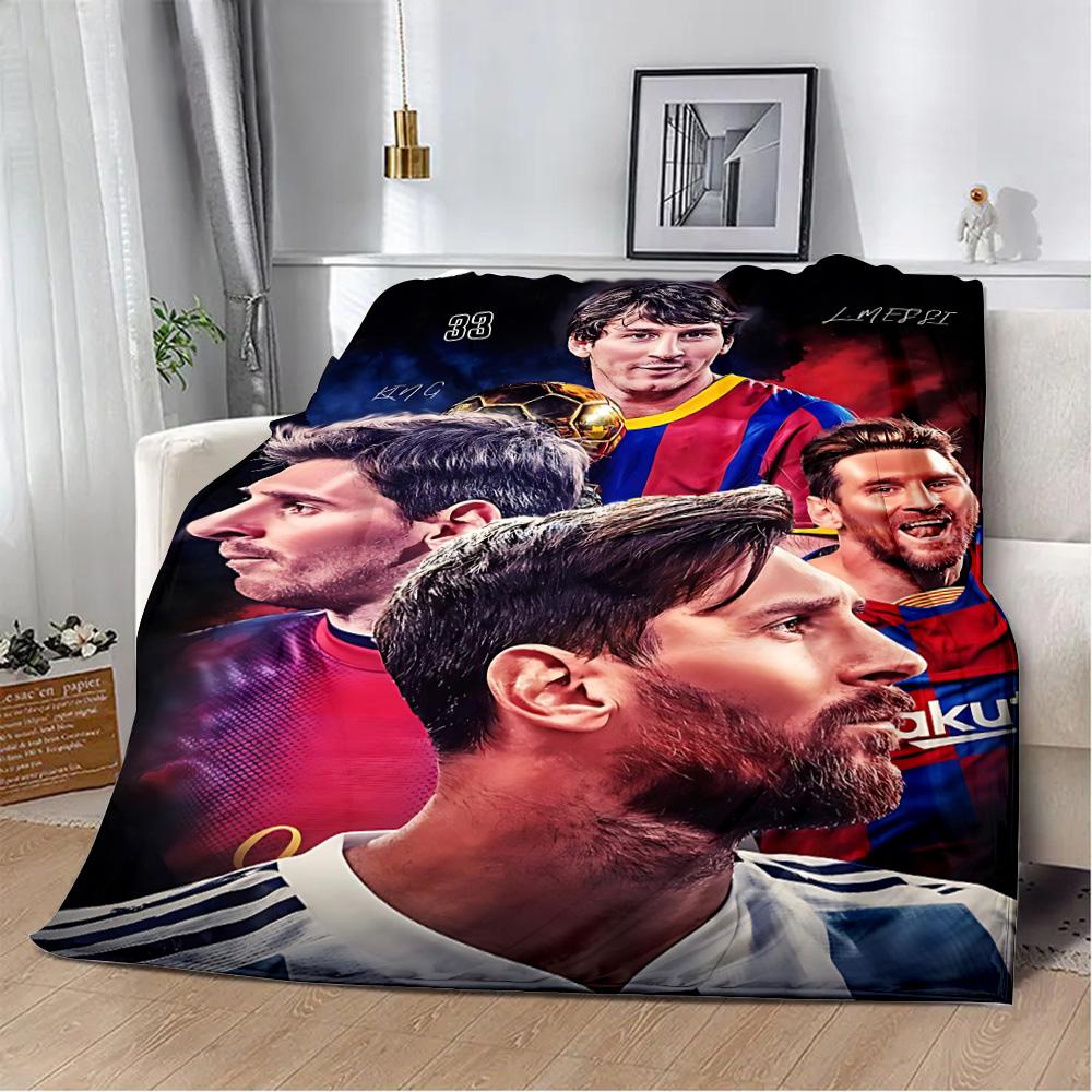 Football Star Printed Blanket Picnic Blankets Warm Blanket Soft and M-messis Comfortable Blanket Home Travel Birthday Gift