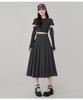 Gray Korean-Style High-Waisted Pleated Midi Skirt for Petite Women: Spring/Autumn A-Line Umbrella Design