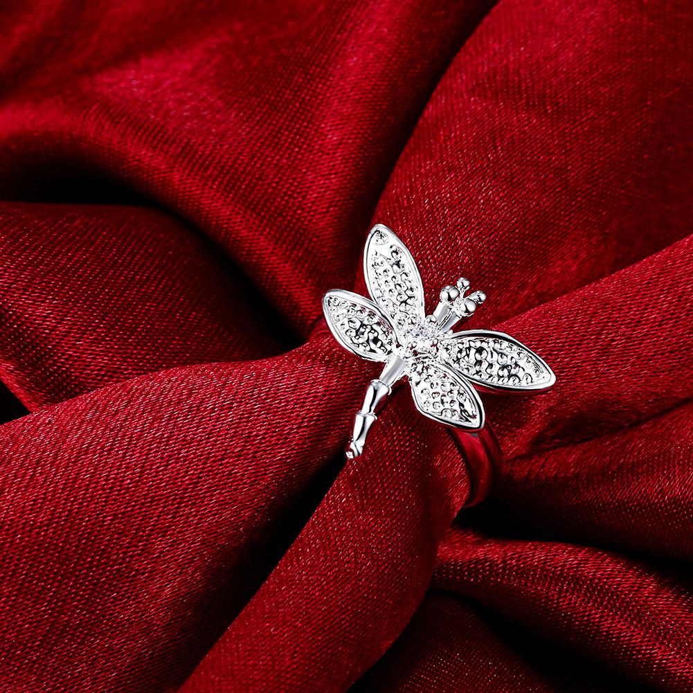 925 Sterling Silver Fashion Wedding Jewelry AAA Zircon Dragonfly Ring