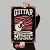 Vintage Guitar Music Metal Wall Art Creative Home Decor American Country Style Iron Hanging Decoration
