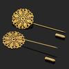 5pcs 25mm Brooch Filigree Flower Pin Base Boutonniere Hollow Out Stick Base Setting Lapel Brooch for Wedding Jewelry Making DIY