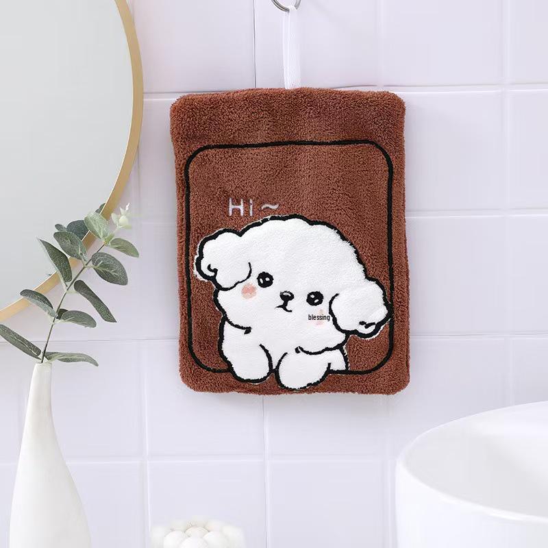 Square Puppy Kids' Coral Fleece Towel - Water Absorbent, Quick Dry, Thick, Soft, Cute