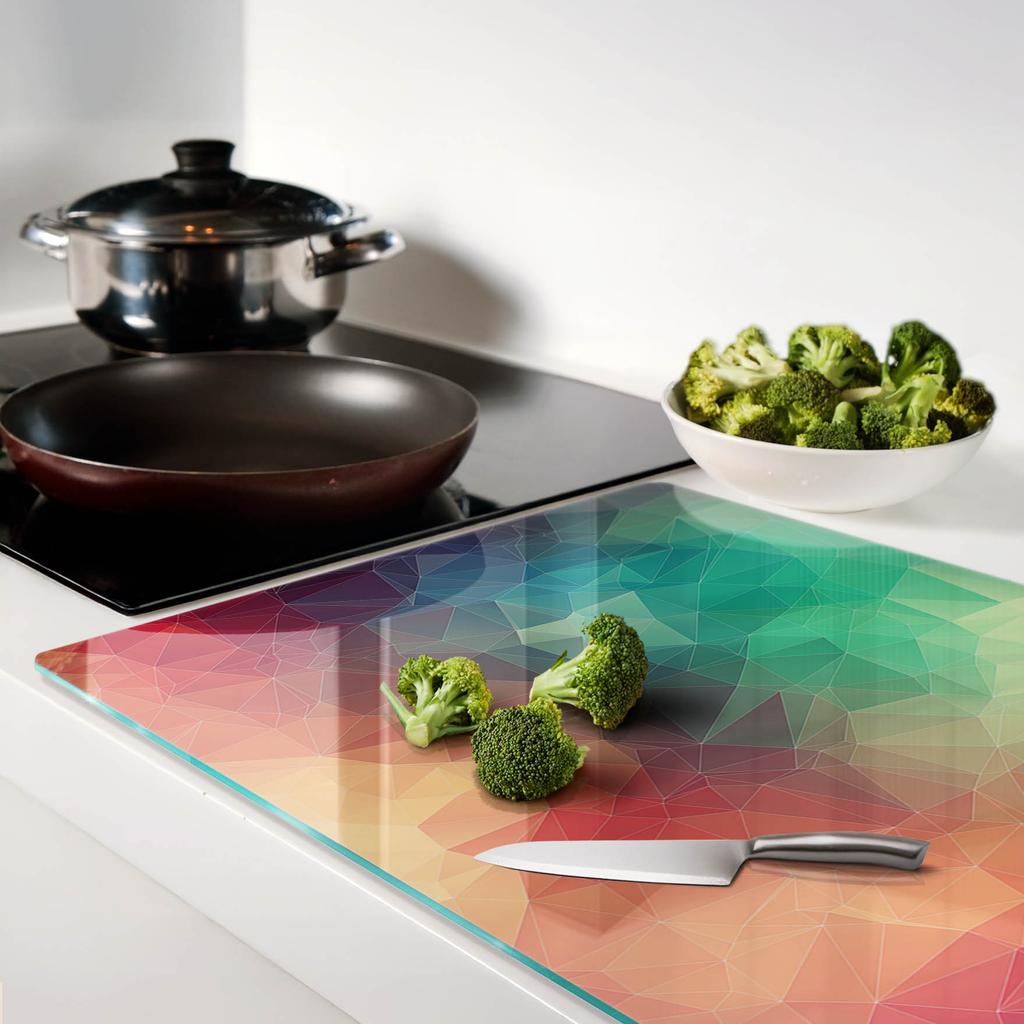 Tempered Glass Kitchen Board with Graphic Geometric Figures 80x52 cm