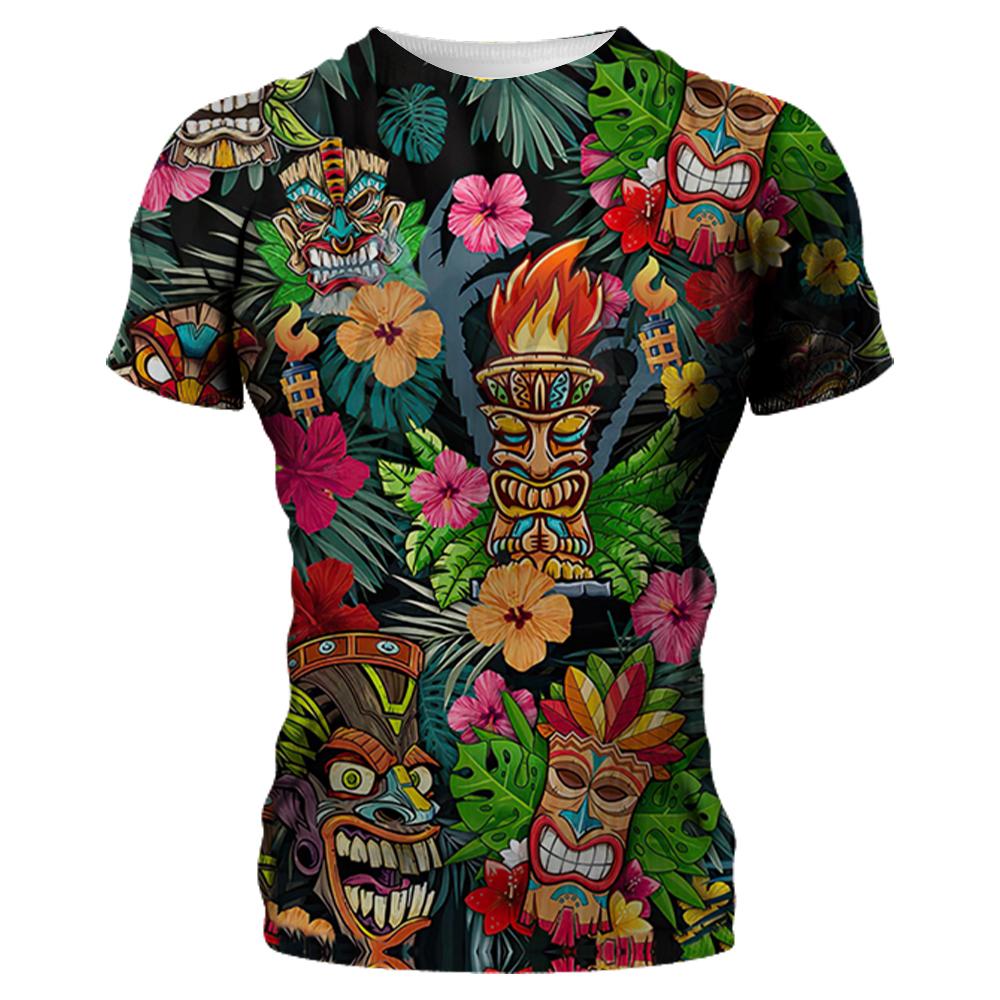 2023 Men T Shirts Loose Breathable 3d Print Trendy Cool Fashion Hawaiian T-shirts Beach Party Tops Short Sleeves Summer Clothing