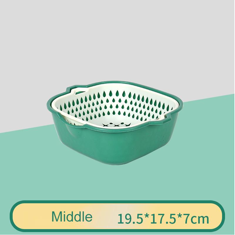 Multifunctional Double-Layer Drain Basket 2PCS/Set Vegetable Wash Basket Plastic Strainer Filter Food Colander Kitchen Gadget