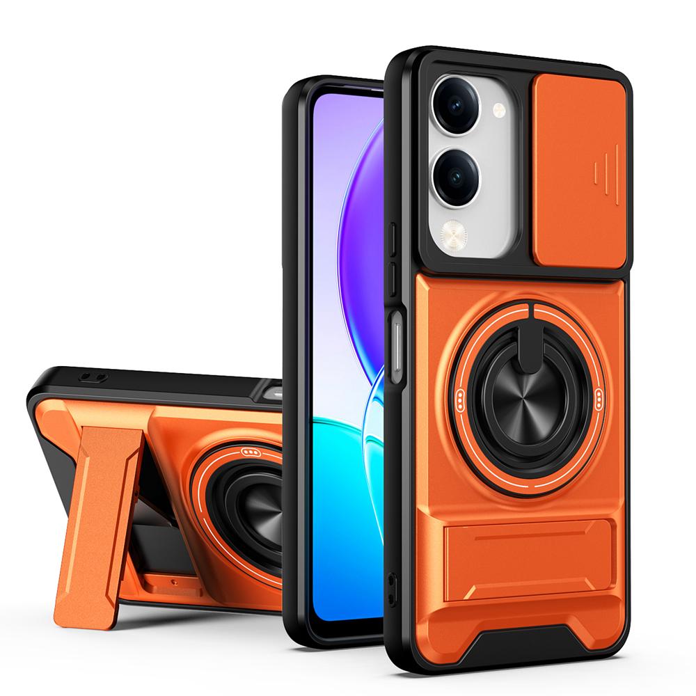 KEYSION Magnetic Phone Case for VIVO Y04 Y04s Y29s Y29t 5G Slide Camera Protection Upright Kickstand 360° Ring Shockproof Cover