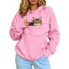 Top da gatto nuovo con cappuccio ampio manica lunga con cerniera tasca pile termico