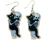 1 Pair of Skeleton Cat Earrings Halloween Ornaments Flat Acrylic Horror Personality Exaggerated Skeleton Earrings