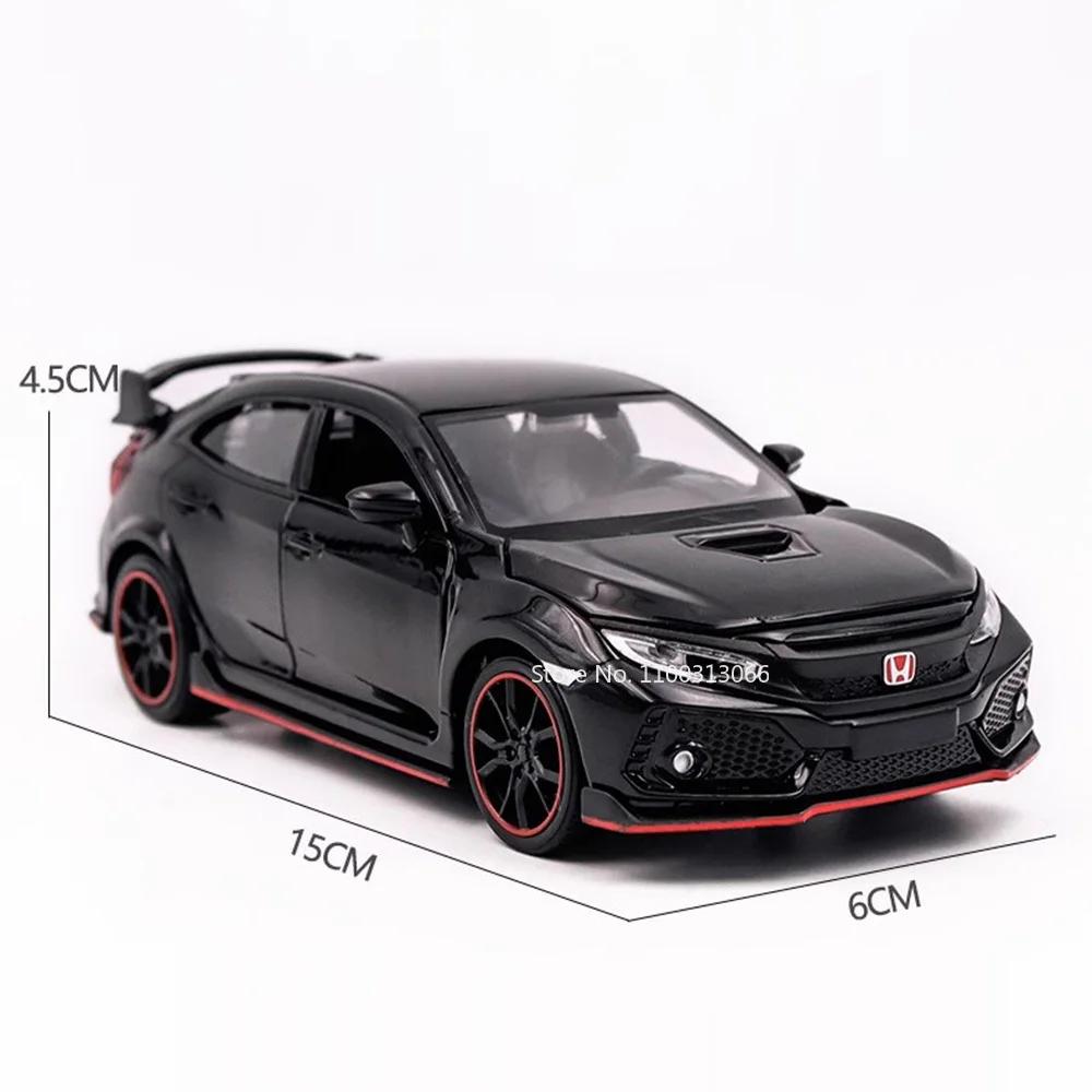 1:32 McLaren 600LT Honda CivicType-R Toys Cars Model Light Sound Miniature Car Wheel Pull Back Supercar for Boys Collection Fun