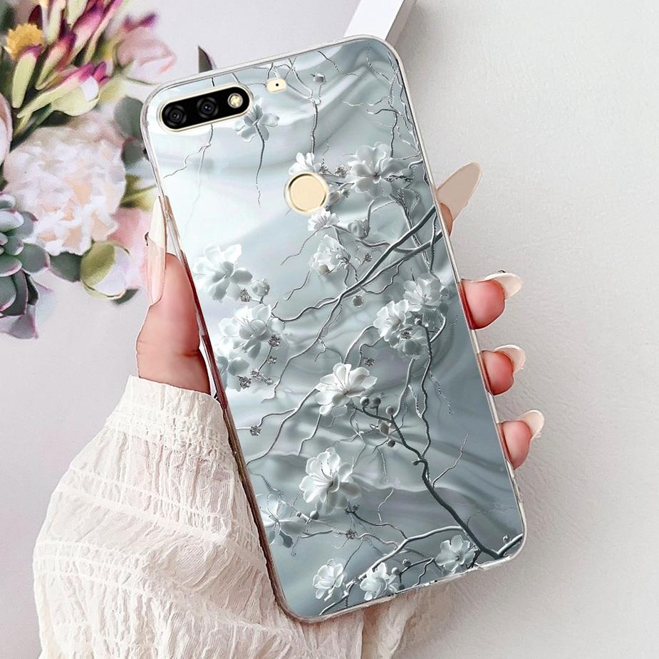 For Huawei Y7 Prime 2018 Case Nova2 Lite Luxury Painted Cover Soft Slim Phone Case For Huawei Y7 Pro 2018 Y72018 Back Cover Bags