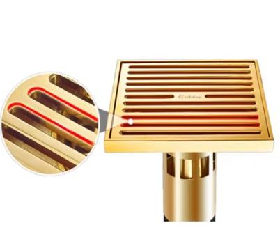 Brass Square Shower Floor Drain Gold Bathroom Shower Drain (Gold,Brass)