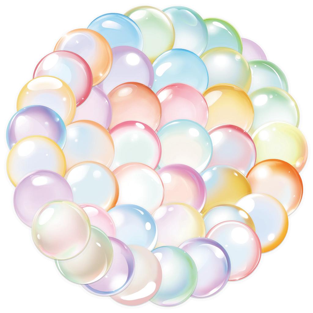50 Transparent Cartoon Watercolor Bubble Sticker Pack Waterproof Transparent PET Hand Account Decorative Guitar Notebook