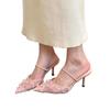 Niche Mesh Yarn Breathable Bag Head Half Slippers Women's Shoes 2025 New Spring Gentle High Heels