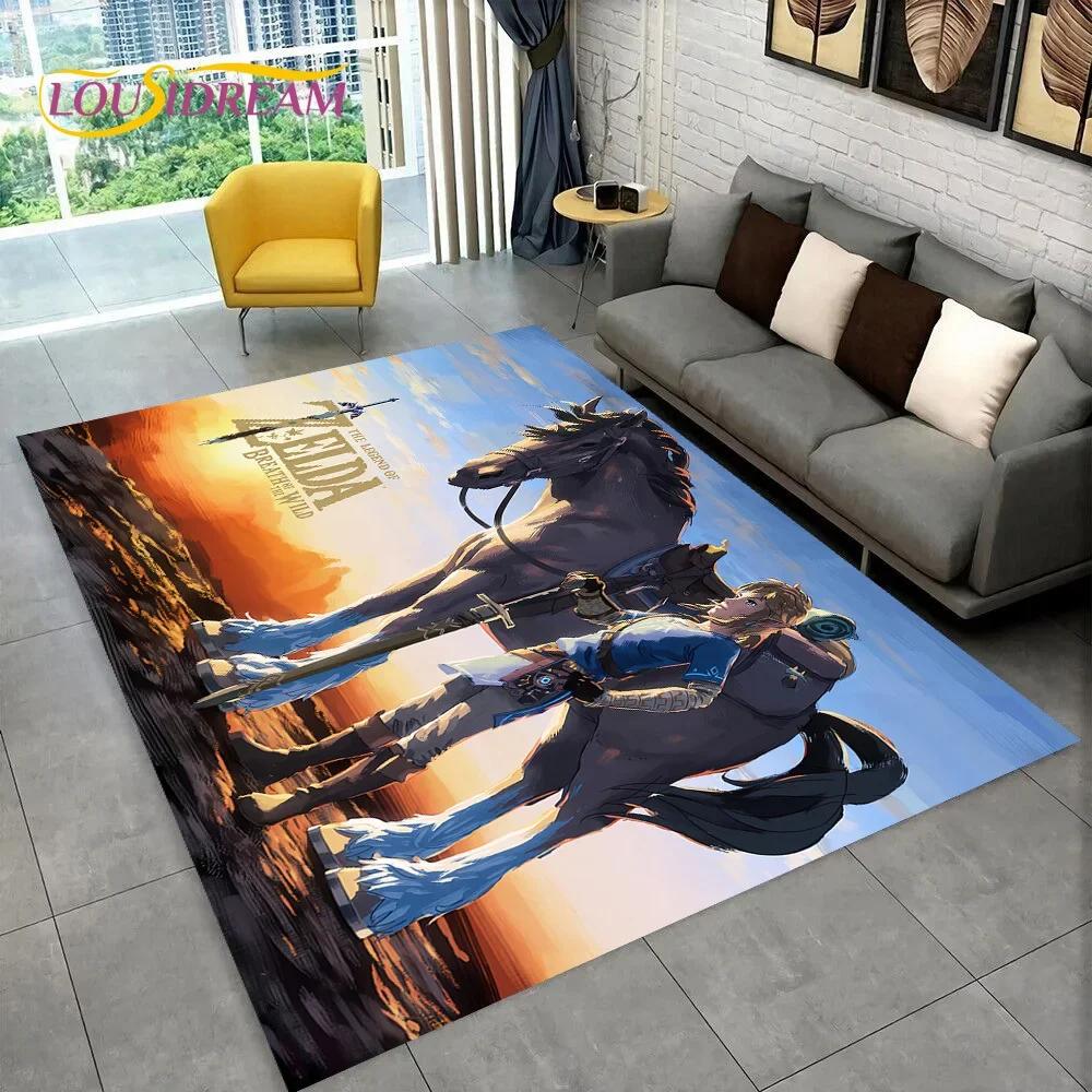2025 3D Z-Zelda2 Spiel Cartoon Teppich für Wohnzimmer Schlafzimmer Heimdekoration, Bodenteppich rutschfeste Dekoration für Sofa Fußmatte Kinder