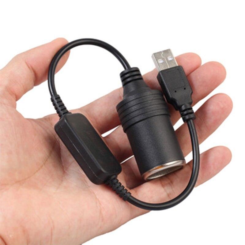 1 stk 5V 2A USB til 12V sigarettenneruttak USB hann til hunn sigarettenneradapterkonverter Biltilbehør