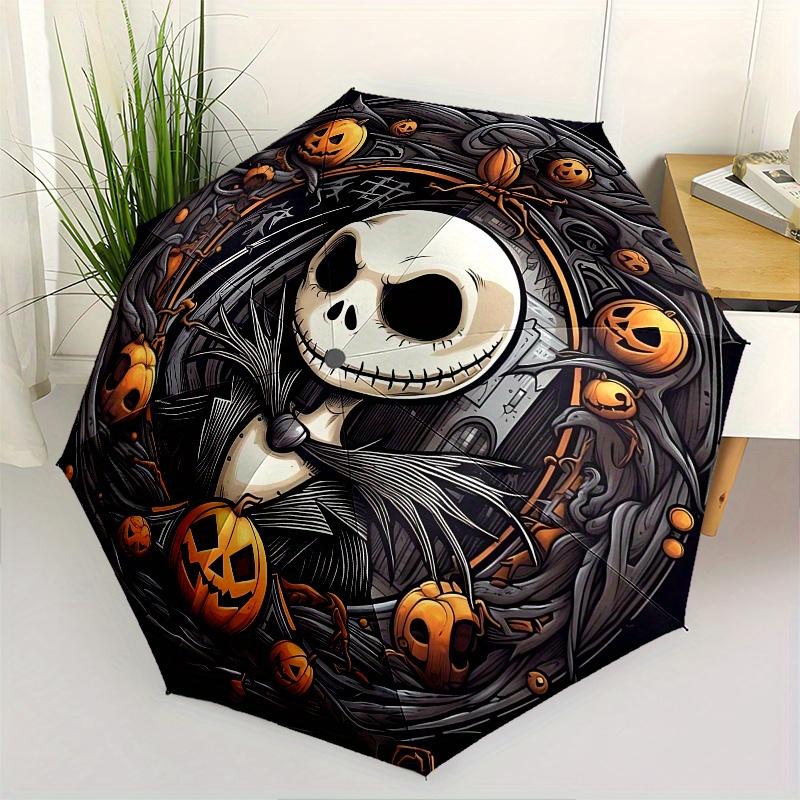 

1 Auto Open Jack Skellington, Halloween Themed Colorful 8-rib Portable Umbrella for Men and Women, A Compact Commuting Companion Suitable fo