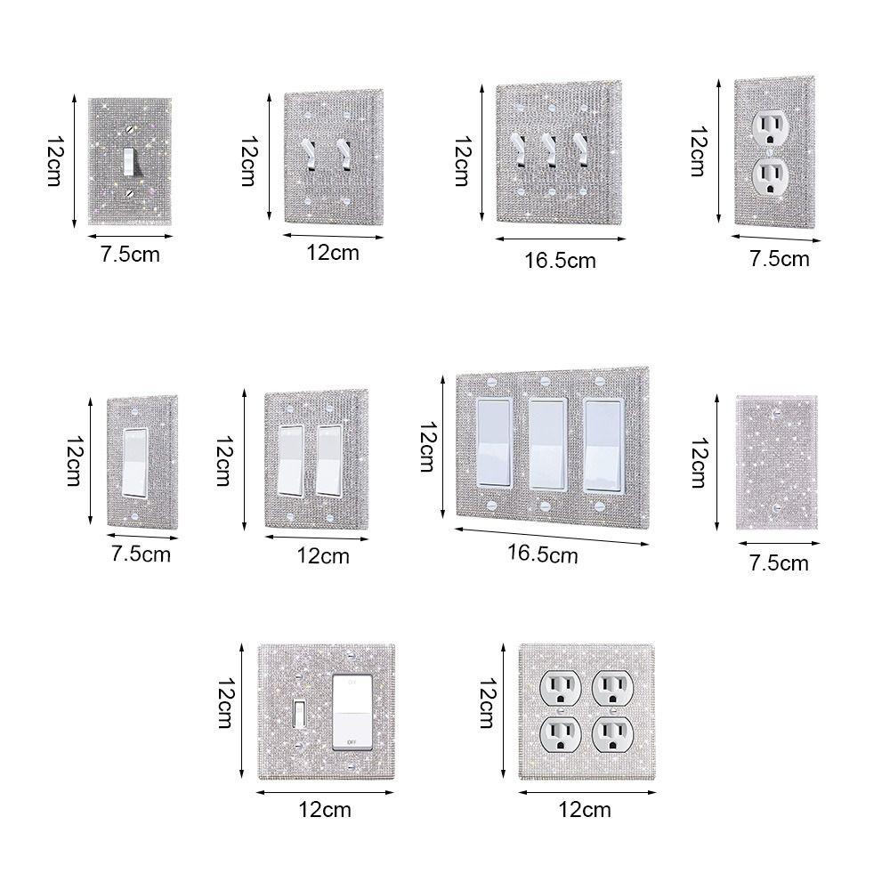 Home Decoration Wall Plate Cover Bling Plug Outlet Switch Panel Sticker Rhinestones Socket Frame