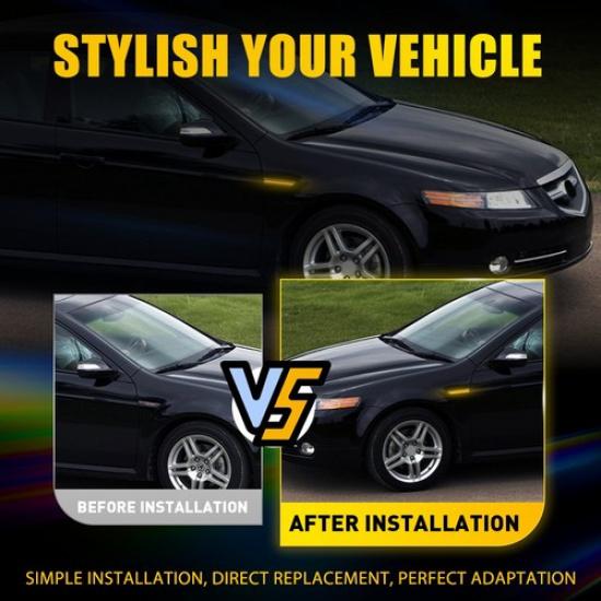 2X Left&Right Front LED Marker Light Side Fit Smoked Acura Amber 2004-2008 TL