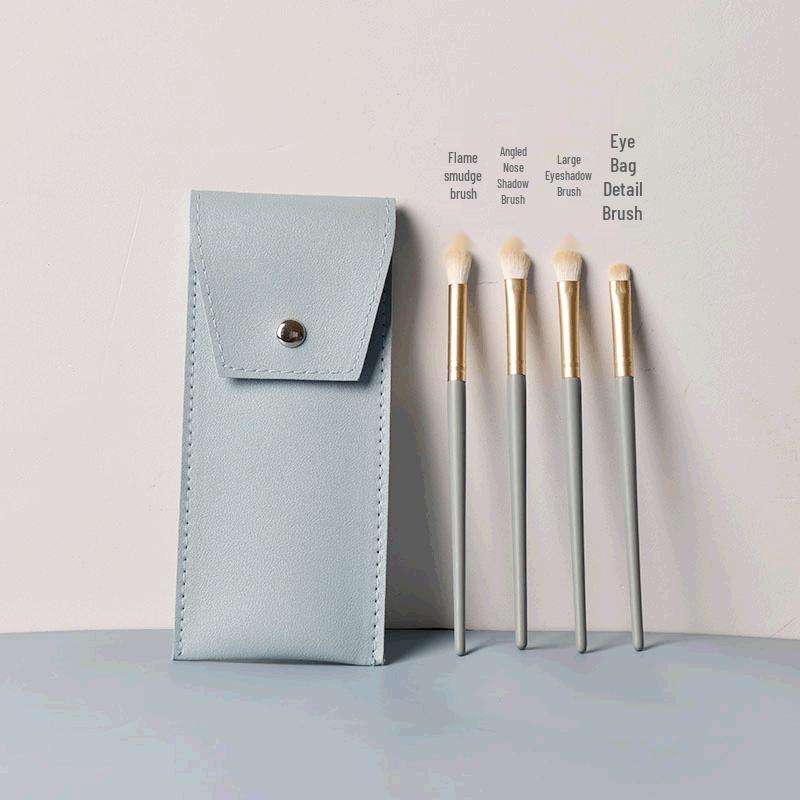 Little Grape 4-Piece Eyeshadow Brush Set with Soft Bristles and Portable Bag
