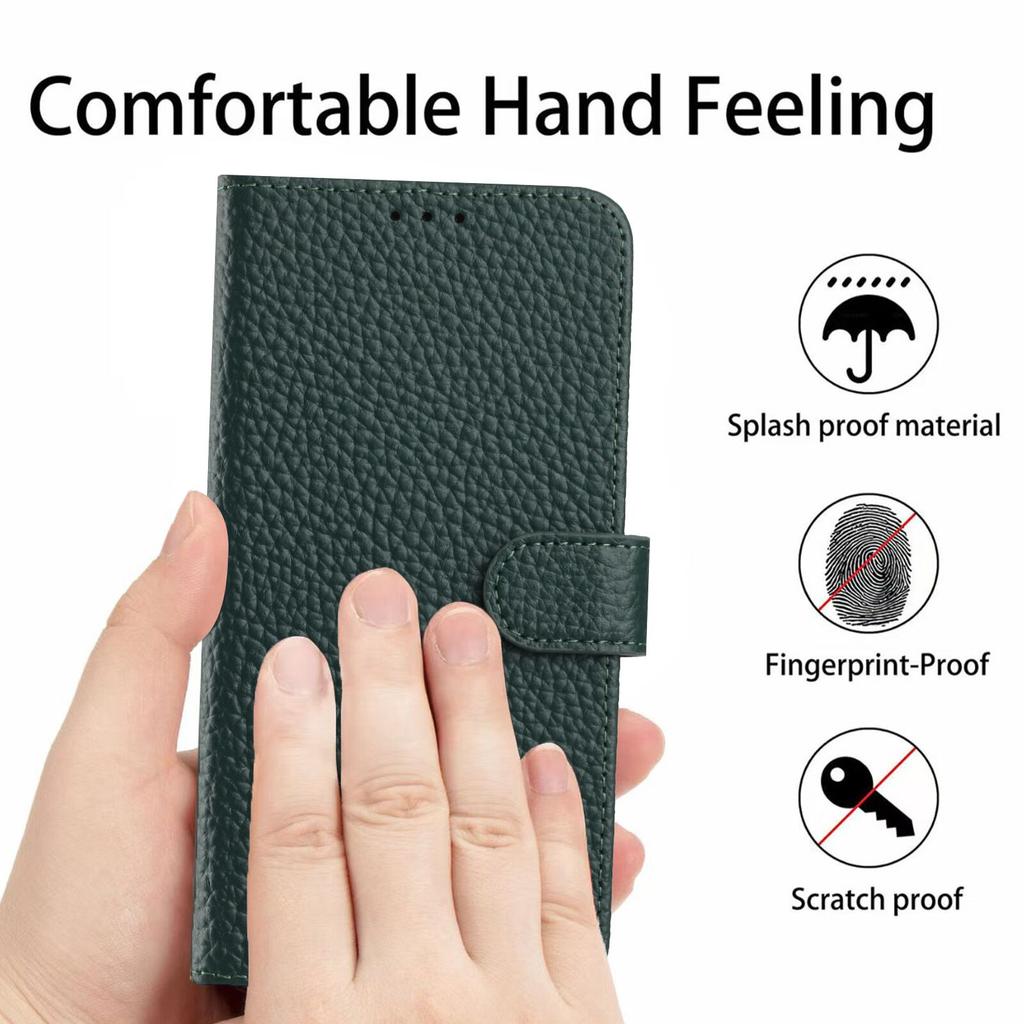 For Honor Magic7 Lite 5G/X9c 5G/X60 Pro 5G Case Wallet Stand Litchi Texture Genuine Cow Leather Flip Phone Cover