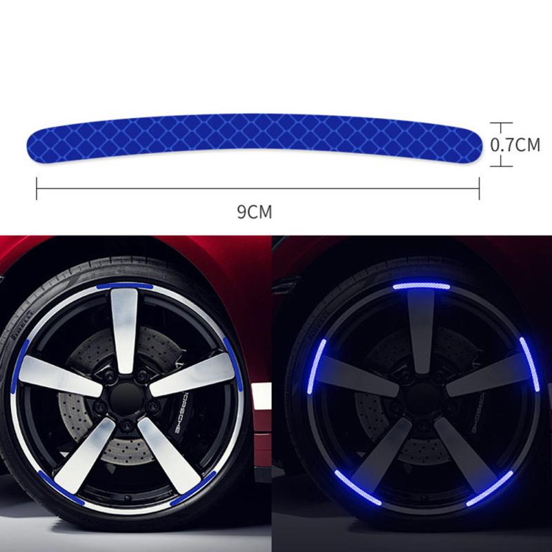 20pcs Car Wheel Hub Reflective Sticker 3d Stereo Tire Decorative Strips Night Warning Luminous