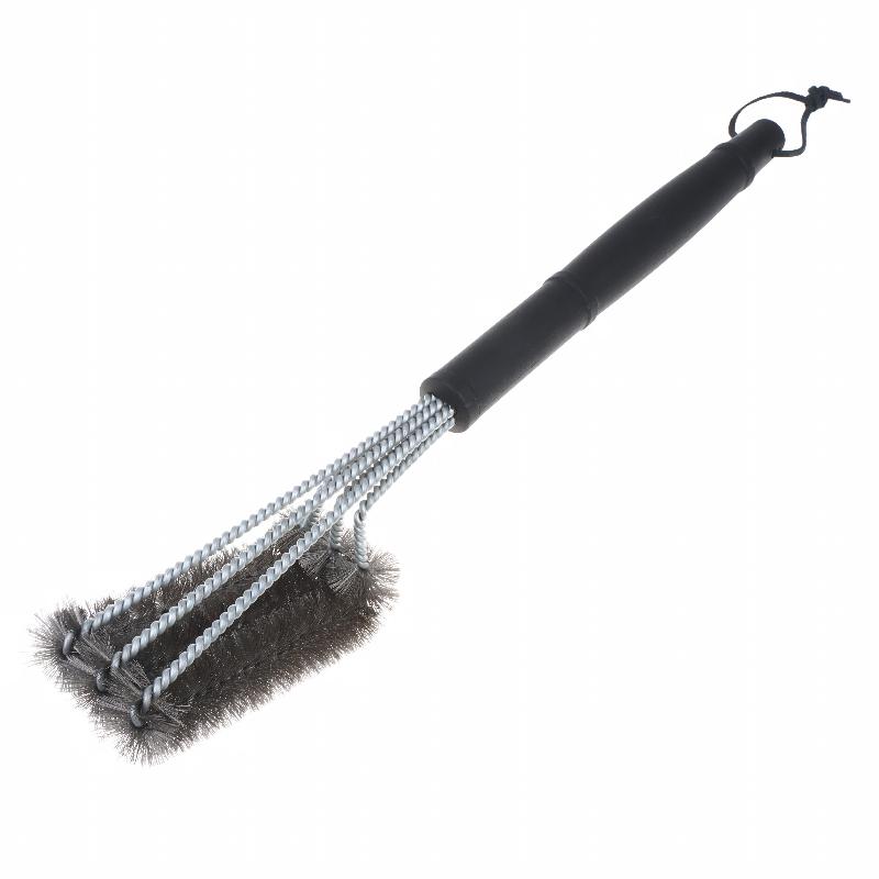 Long Non Slip Handle Grill Cleaning Brush Rust Resistant Metal Cleaner Brush With Scraper For Outdoor Grilling Camping Picnic Steel no scraper