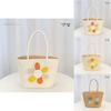Simple Flower Color Blocked Pattern Women Large Capacity Woven Tote Bag For Summer Casual Use