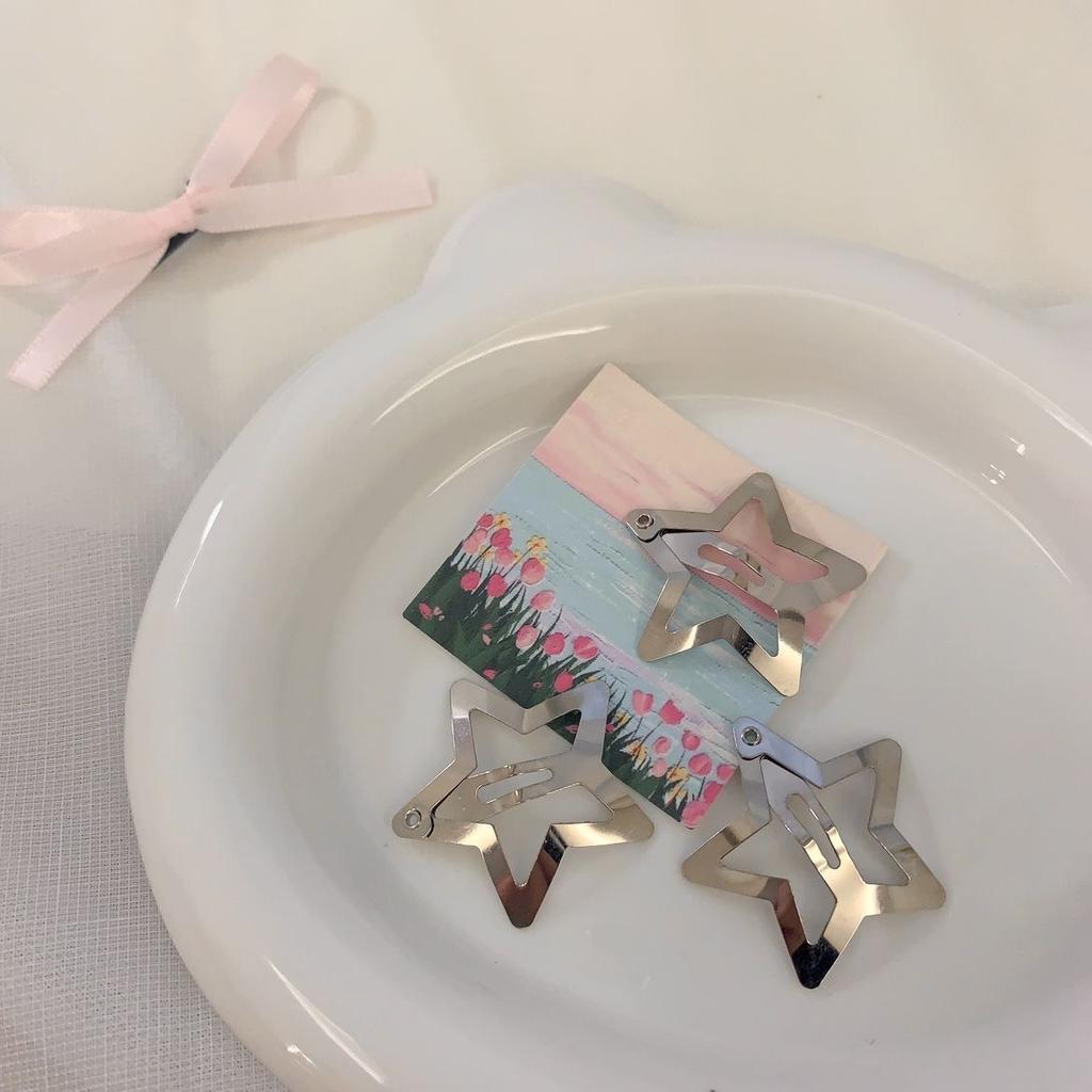 10 SZT. Y2K Srebrne Złote Spinki do Włosów z Gwiazdami dla Dziewczynek Metalowe Zatrzaskowe Spinki Kobiety Proste Wsuwki Barrette Dziecięce Akcesoria do Włosów