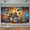 1 Guitar and Drum Graffiti Multi-functional Banner - Perfect for Photography Film and Event Decoration