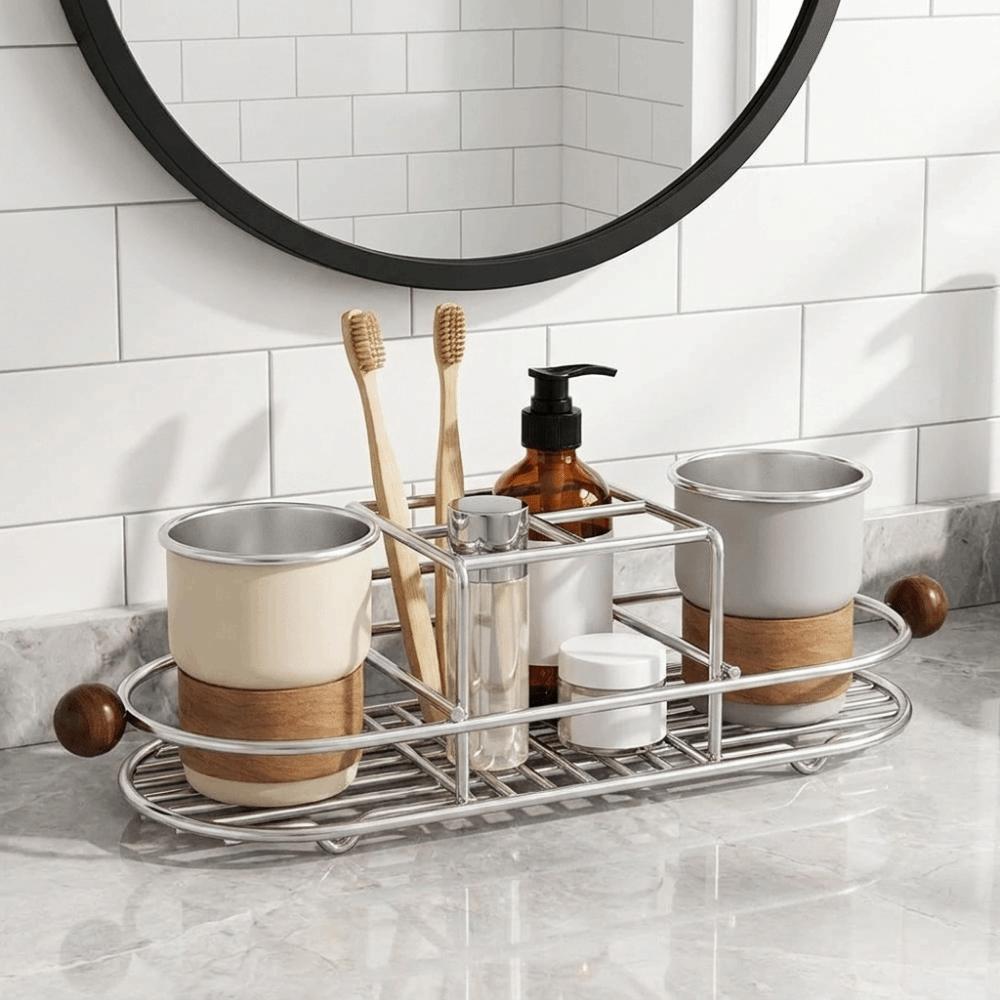 Quick Dry Toothpaste Rack Waterproof Cutlery Storage Rack Durable Mouthwash Cup Rack for Bathroom