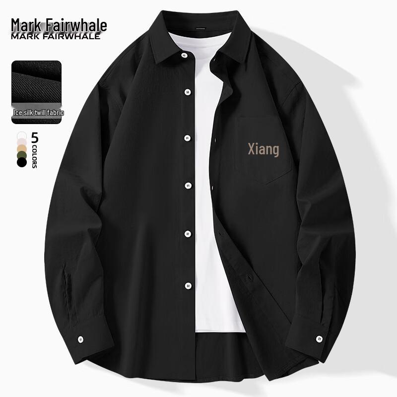 Mark Fairwhale Men s American Retro Ice Silk Long-Sleeve Shirt M