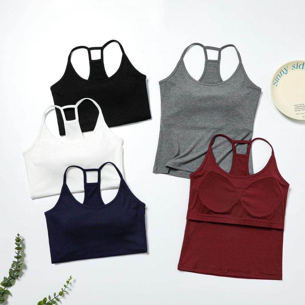 Racerback Damen-Camisole mit integrierten BH-Polstern, ärmelloses, formgebendes Sommer-Top für innen oder außen