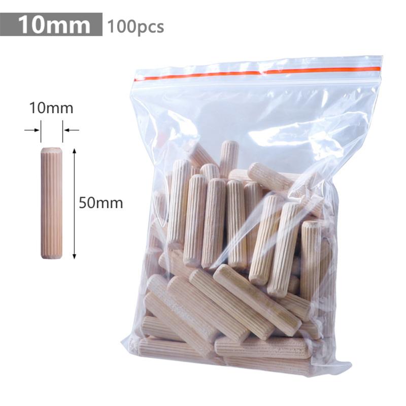 100 Pcs Wooden Dowel Pins With Fluted Beveled Round Wood Tip Positioning Block Woodworking Tool