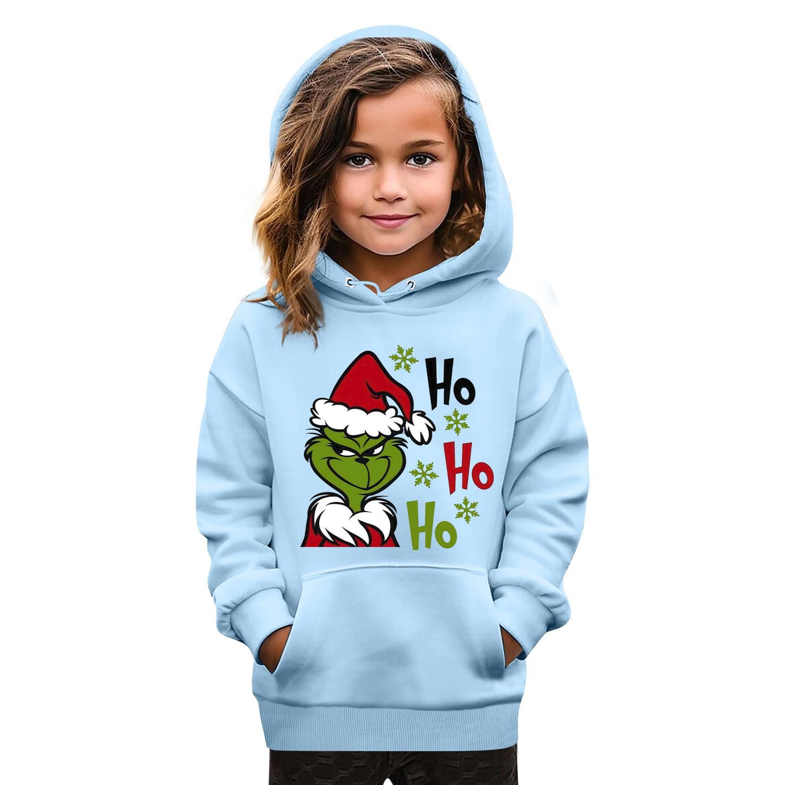 

Різдвяний дитячий світшот з довгим рукавом, легкий повсякденний худі, вільний зручний дитячий світшот 120 синій