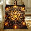 Golden pentagram mystic symbol magic ritual flannel blanket occult art blanket spiritual decor esoteric design throw blanket for