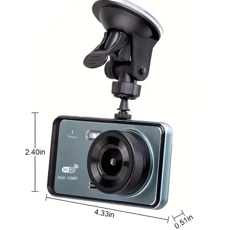 4-inch Dashcam, HD Dual-lens Touchscreen, WiFi Car Dashcam