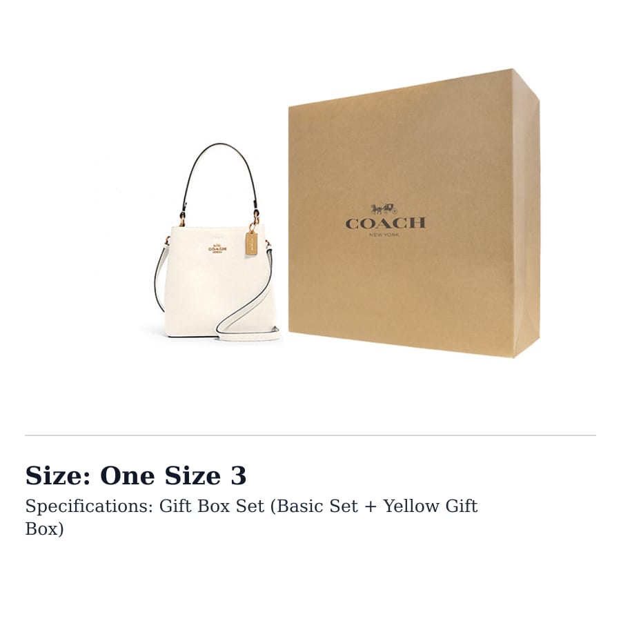 Coach Town Polished Pebbled Leather Bucket Bag, Handbag, Shoulder Bag, Crossbody Bag Small Women's White 1011-IMOVG