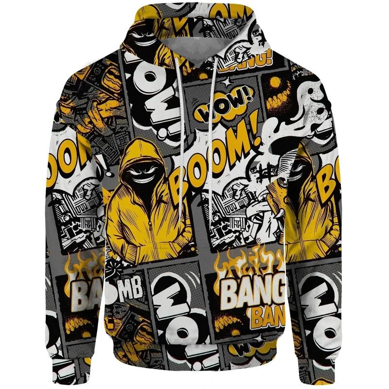 New Cartoon Elements Hoodies Hip-hop Autumn Winter Women Hoodie Pullover 3D Printing Comic Graffiti Sweatshirt Fashion Mens Hoody