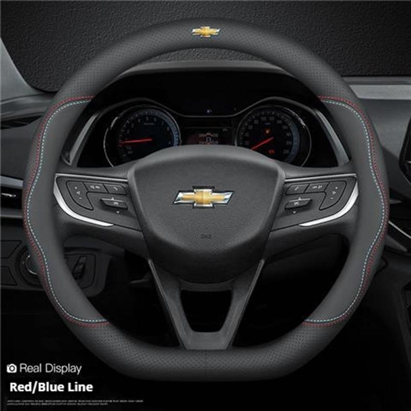 Car Leather Steering Wheel Cover for Chevrolet Montana Trailblazer EV SS RS Silverado RST Equinox RS LT Bolt EUV Blrzer 38cm