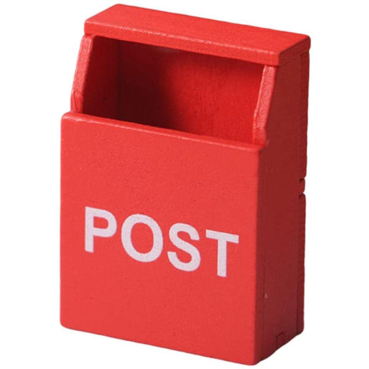 

House Decor Retro Kids Toy Red Wooden Mailbox Ornamant Dollhouse Accessories Mail Box Miniature Mailbox