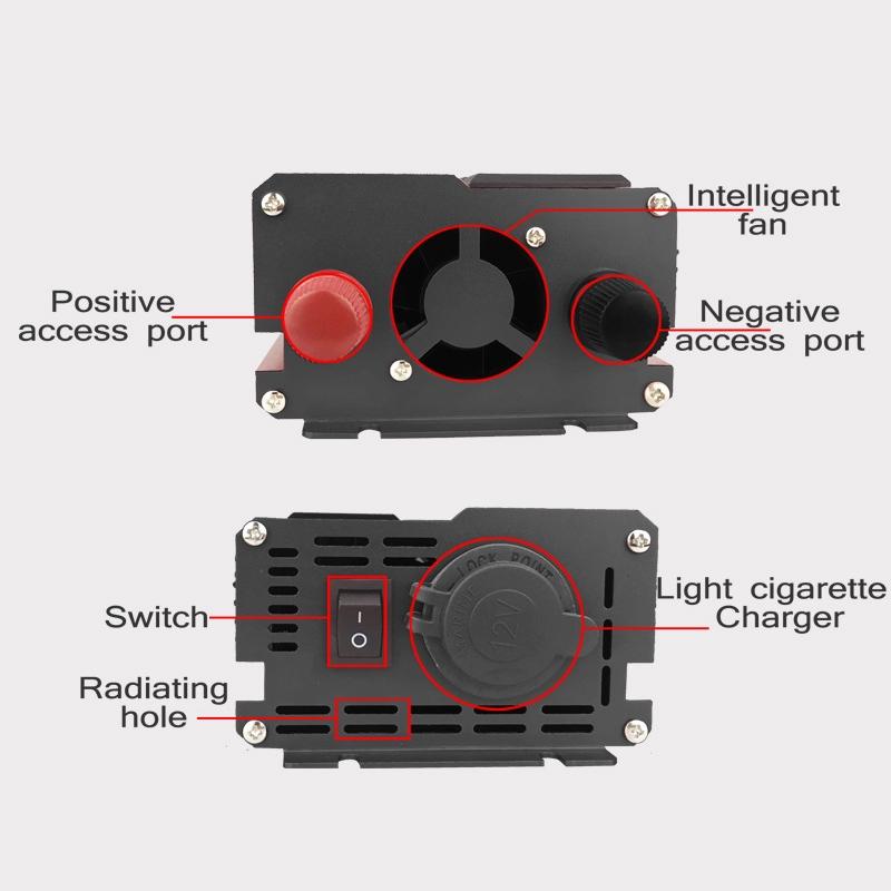 Car Solar Power Inverter 4USB LCD Display Charger Converter Modified Sine Wave Transformer 6000W DC 12/24V to AC 220V